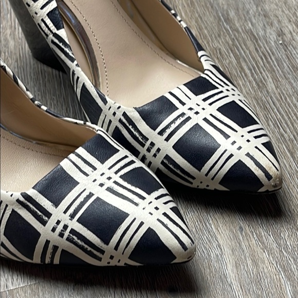 Coach Leather Black and Cream Plaid Heels Size 9 B - Picture 12 of 16
